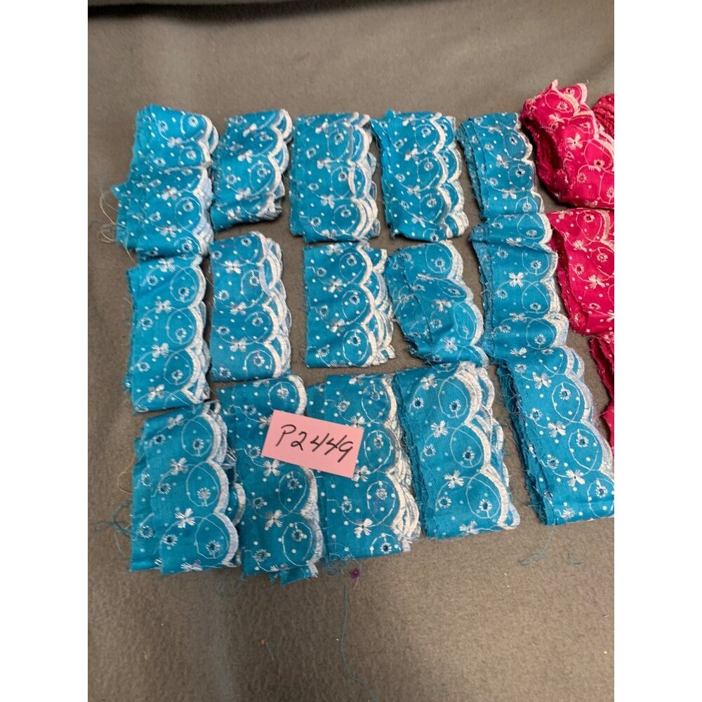 Blue & Pink Floral Eyelet Lace Trim Fabric Bundle - Picture 12 of 13